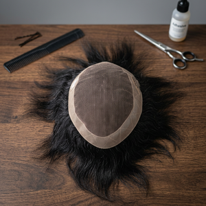 Premium Virgin Hair Toupee with PU around with swiss lace indian hair remy hair human hair <b>wig</b> toupee for mens patchese - Product Image 5