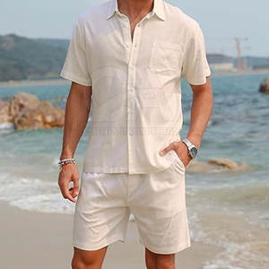 Conjunto de Camisa y Pantalones Cortos de Playa para Hombre, 2 Piezas, Estilo Hawaiano Informal, Logotipo Personalizado, Ropa de Playa para Hombre - Product Image 2