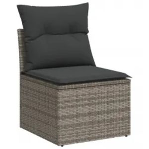 Conjunto de Sofá de Jardín de Ratán PE Gris con Acero con Recubrimiento en Polvo y Vidrio Templado, Muebles de Exterior Premium - Product Image 3