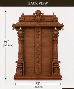Solid Wood Handmade Wooden Pooja Door <b>Frame</b> Classic Style Home Shrine With Bells Traditional Carved Wooden Temple Door <b>Frame</b> - Product Image 5