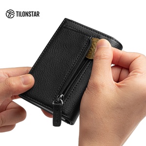 Tilonstar กระเป๋าสตางค์ RFID แบบพับสามทบ, กระเป๋าใส่บัตรอลูมิเนียมแบบพับหนังลายลิ้นจี่ TC302L สามทบ - Product Image 3