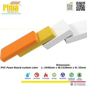 Panneau en mousse PVC WPC de couleur personnalisée, surface Celuka, densité 0,6 g/cm3, épaisseur 25 mm, panneaux publicitaires, revêtement intérieur, Pima - Product Image 1