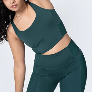 Custom High Support Breathable Casual Crop Tank Top Gym Fitness 4 Way <b>Stretch</b> Cooling Yoga Sports Bra for Women Cotton Bamboo - Product Image 3
