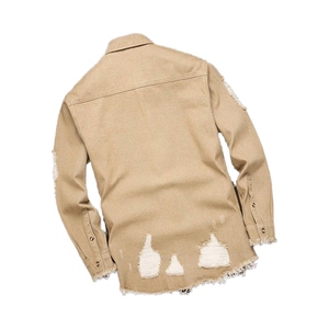 Camisas de Hombre de Manga Larga, Holgadas, de Algodón y Mezclilla, Transpirables, de Secado Rápido, Color Azul Lavado, Estilo Casual - Product Image 2