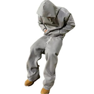 Ensemble sweat-shirt et pantalon de survêtement personnalisé pour homme, en coton 100%, uni, avec capuche, pour l'hiver - Product Image 1