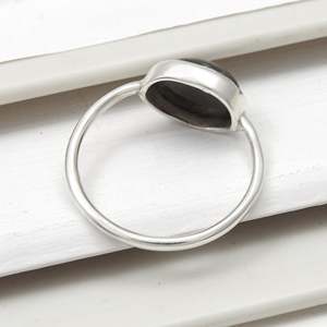 925 Sterling <b>Silver</b> Fancy Round Cut Bezel Set Black <b>Opal</b> Gemstone Trendy Bohemian <b>Ring</b> Wholesale Price Unisex Gift Her & Him - Product Image 2