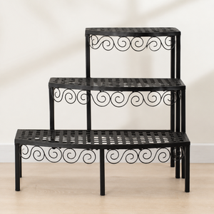 Soporte de Metal Negro de 3 Niveles para Plantas, Estante Decorativo para Macetas de Jardín, Exhibidor para Interiores y Exteriores - Product Image 3