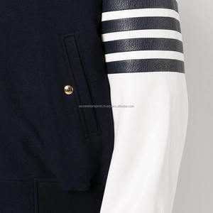 Chaquetas Varsity de Manga Larga, Resistentes al Viento, Acolchadas, con Mangas de Cuero y Tela de Lona para Béisbol, Venta al Por Mayor - Product Image 3