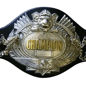 เข็มขัดแชมป์มวยปล้ำทองและเงินแบบกำหนดเอง พร้อมลายสิงโต สายสีดำ คุณภาพพรีเมียม - Product Image 2
