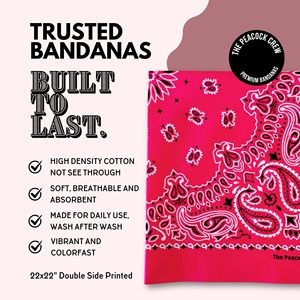 Wholesale Fine Hemmed Premium <b>Bandanas</b> High Quality Cotton Paisley Design Bandana 23x23 Inch Soft Breathable Fabric Comfortable - Product Image 3