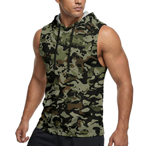 Prix d'usine Débardeur de sport pour homme à imprimé personnalisé, camouflage vieilli, sans manches, avec cordon de serrage et poche avant, pour musculation - Product Image 6