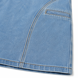 Shorts en jean baggy à rayures verticales personnalisées, style rétro vintage, coupe large, idéal pour les hommes urbains - Product Image 5
