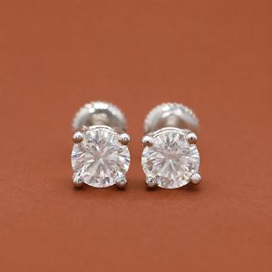 Minimalist 925 Sterling Silver Round <b>Moissanite</b> Diamond Daily Wear Stud <b>Earrings</b> - Product Image 1