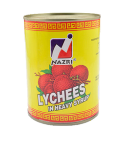 Nazri Lichee X565g X 12 kaleng Malaysia dibuat Halal bersertifikat Lichee dalam sirup berat buah kalengan