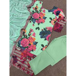 Top de talla XL para mujer-Conjunto Pent y Dupatta con estampado digital elegante y elegante - Product Image 4