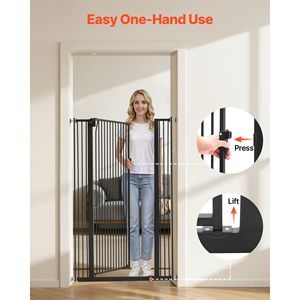 Cancelletto per Animali Domestici Extra Alto in Plastica, 142 cm di Altezza, Larghezza Regolabile 74-104 cm, Kit di Montaggio a Pressione e a Parete per Gatti e Cani - Product Image 5