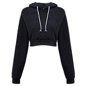 Solid Color Crop Top Wholesale <b>Hoodie</b> Women Sleeve Hoodies Crop Top for Girls Autumn <b>Thin</b> Hooded Cropped Pullover Women's - Product Image 3
