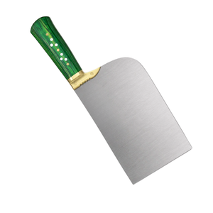 Cuchillo de Carnicero de Alta Resistencia con Hoja Ancha Plateada, Mango Verde y Empuñadura Dorada para Cortar Carne en la Cocina - Product Image 3