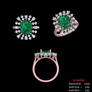 Anillo de Diamantes y Esmeralda Natural de Lujo con Diseño Atractivo para Mujer, 14 Quilates, Certificado IGI, 6.25 Quilates, para Aniversario - Product Image 3