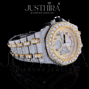 Reloj cronógrafo de diamantes estilo vintage premium para hombre, estilo hip hop, resistente al agua, de acero inoxidable, para eventos y uso diario. - Product Image 4