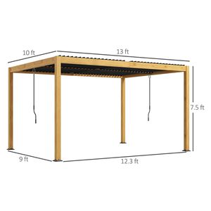 Pergola in Alluminio Nero Naturale 10x13ft con Tetto a Lamelle Regolabile Impermeabile Anti-UV, Gazebo Rigido per Patio e Giardino - Product Image 3