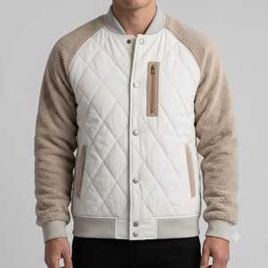 Chaqueta Bomber Acolchada para Hombre, Estilo Urbano, Forro Polar Sherpa, Invierno, Felpa, Poliéster, Algodón, Chaqueta Casual para Hombre - Product Image 1
