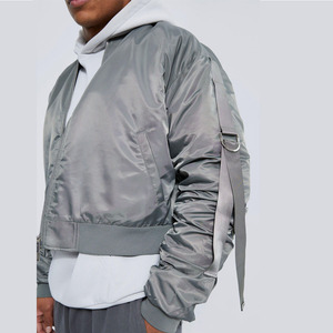 Fashionable Cropped <b>Zip</b> <b>Up</b> Bomber Jacket For Men Waterproof 100% Polyester Zipper Bomber Jacket Winter Outdoor Jackets - Product Image 4
