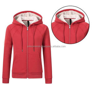 Sweat à capuche en molleton de coton/polyester imprimé personnalisé pour femmes, doublé chaud avec col à capuche à paillettes et fermeture à glissière - Product Image 3