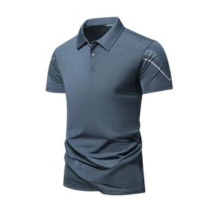 Polo décontracté à manches courtes, T-shirt fin d'été, Polo d'affaires haut de gamme en soie glacée pour hommes américains 2026 - Product Image 2