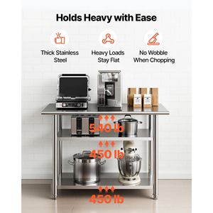 "24x48 Stainless Steel Commercial <b>Kitchen</b> Workstation with 2 Shelves & <b>Sink</b>-Heavy Duty Utility Food Prep Table" - Product Image 4