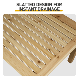 Solid Cedar Wood 44\" Outdoor Coffee Table Farmhouse Side Table with Slatted <b>Tabletop</b> for Patio & Garden Durable Accent Table - Product Image 4