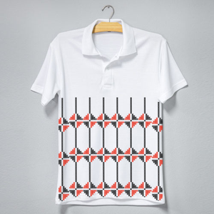 Polo en coton pour homme, manches courtes, motif géométrique imprimé, décontracté, respirant, tricoté, coupe classique - Product Image 3
