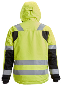 <b>Hi</b> <b>Vis</b> Unisex Coated <b>Waterproof</b> Reflective Workwear <b>Jacket</b> with Stand Collar and Hooded Design for Winter Use - Product Image 6