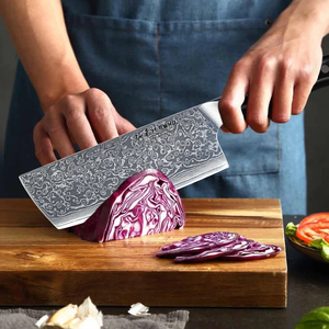 Couteau de Chef en Acier Damas avec Manche en Bois, Application Lance-pierre, Personnalisable OEM, Qualité DIY, Acier Inoxydable, Couteau de Cuisine Tranchant - Product Image 1