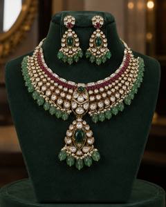 Women's Gold Plated <b>Emerald</b> Cut Jewelry Set With Imitation Pearl Necklace Earrings Classic Wedding Fashion Jewelry - Product Image 4
