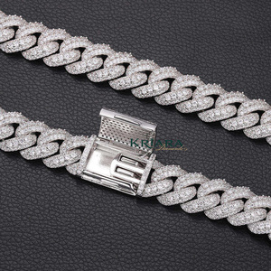 Men's S925 Silver Rhodium Plated Lab Grown Diamond <b>Statement</b> <b>Necklace</b> Link Chain Hiphop Jewelry Everyday Wear - Product Image 3