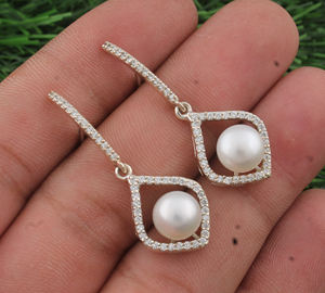 Boucles d'oreilles pendantes en argent sterling 925 avec nacre naturelle, pour femmes, brillance élevée, coquille blanche, bijoux de luxe pour les fêtes, cadeau - Product Image 6