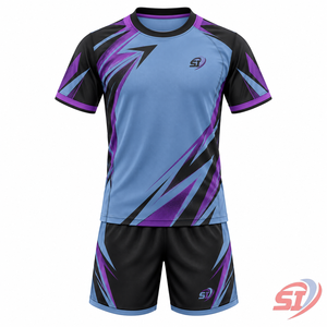 Ensemble de football personnalisé pour garçons : Maillot et short Drift Arrow 100 % polyester, séchage rapide, col en V, sans manches, léger, tenue d'équipe de football - Product Image 1