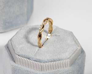 Anillo de Boda Trenzado para Mujer, Anillo de Eternidad con Moissanita, Plata Blanca Sólida de 14K, Anillo de Boda Infinito Trenzado, Regalo de Aniversario - Product Image 5