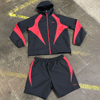 Conjunto de Chándal Cortavientos Reflectante con Capucha para Invierno, Ajuste Holgado, Poliéster, Estilo Urbano, Deportivo, Moda para Exteriores