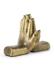 Gold Tone Metal Adjustable Bookends Hand Sculpture Art Vintage Decorative <b>Shelf</b> Holders for Home Office <b>Desktop</b> Modern Design - Product Image 2