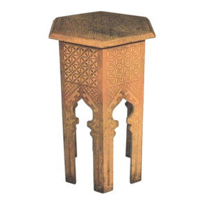 Mesa auxiliar octogonal de madera con incrustaciones de hueso hecha a mano, estilo marroquí, mueble decorativo con acabado de madera maciza, mesa de centro con incrustaciones para sala de estar - Product Image 2