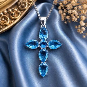 Pendentif Croix Pierre de Lune Plaqué Or Sertissage Clos Fait Main Argent Sterling Labradorite Bijoux Vintage à Superposer - Product Image 5
