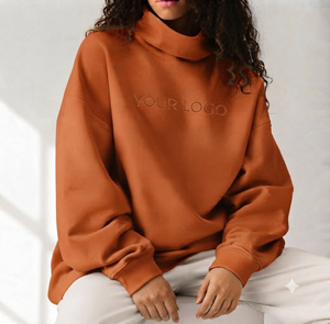 Suéter Oversize de Cuello Alto para Mujer, Directo de Fábrica, Tejido de Rizo Premium, Corte Holgado, Estilo Casual Urbano - Product Image 1