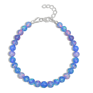 Pulsera redonda de ópalo con cuentas hecha a mano, pulsera de plata de ley con cuentas lisas hechas a mano, exportación a precio de mayorista. - Product Image 5