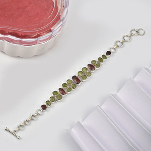 Pulsera de Plata 925 para Mujer, con Diseño de Piedras Preciosas Multicolores, Cómoda de Usar - Product Image 1