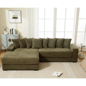 Nuovo Arrivo Divano Angolare a L Oversize in Corduroy con Chaise Longue Sinistra e Braccioli Eight Thrive per Soggiorno - Product Image 2
