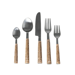 Ensemble de couverts en acier inoxydable de qualité supérieure avec manches en bois de rose massif, vaisselle pour la maison et la restauration - Product Image 5