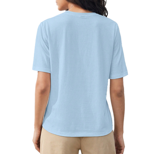 Camiseta de tirantes para mujer, 100% poliéster, manga corta, cuello redondo, suave, transpirable, lisa, con logo personalizado, informal, a la moda. - Product Image 5