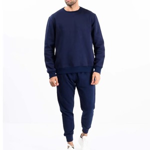<b>Men's</b> <b>Navy</b> Blue Solid Tracksuit Full Sleeve Crew Neck Sweatshirt Elastic Waist <b>Jogger</b> Pants Casual Sportswear Autumn Wear - Product Image 3